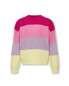 Полосатый свитер для девочки Only, розовый