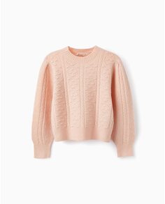 Розовый свитер для девочки с круглым вырезом Zippy, розовый