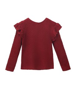 Бордовый вязаный свитер для девочки с рюшами Dadati, гранатовый