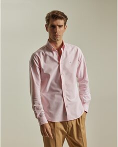 Гладкая приталенная мужская рубашка бледно-розового цвета PuroEgo, розовый