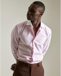 Розовая однотонная мужская рубашка узкого кроя PuroEgo, розовый
