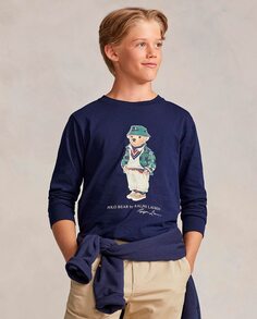 Футболка-поло Bear для мальчика из 100% хлопка Polo Ralph Lauren, темно-синий