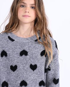 Кофта для девочки с длинными рукавами и сердечками Mini Molly, серый