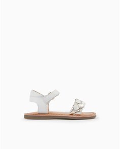 Белые сандалии для девочек на застежке-липучке Zippy, белый