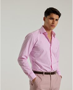 Тонкая мужская рубашка в розовую полоску PuroEgo, розовый