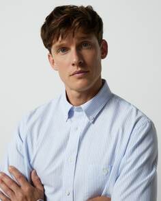 Мужская оксфордская рубашка в полоску Kodak Dustin, светло-синий