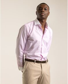 Розовая однотонная мужская рубашка узкого кроя PuroEgo, розовый