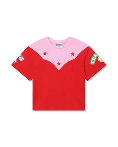 Красная хлопковая футболка для девочки Kenzo, красный