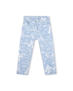 Пятикарманные джинсы с принтом для мальчика Kenzo, светло-синий