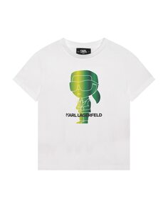 Хлопковая футболка для мальчика с рисунком спереди Karl Lagerfeld, белый