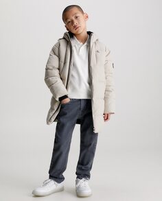 Серые джинсы для мальчика с кроем «папа» Calvin Klein, темно-серый