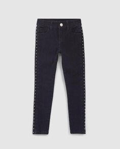 Черные джинсы для девочки с заклепками IKKS, черный