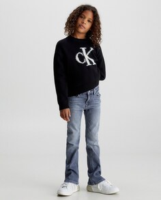 Серые джинсы-клеш для девочек Calvin Klein, серый