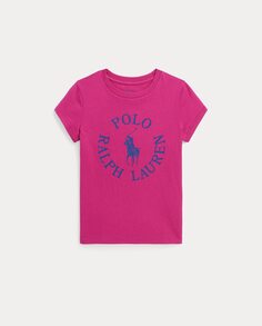 Хлопковая футболка для девочки цвета фуксии Polo Ralph Lauren, фуксия