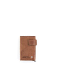 Мужской кожаный кошелек цвета кожи с металлическим визитницей Stamp, светло-коричневый