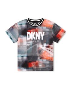 Футболка для мальчика с принтом и логотипом спереди DKNY, мультиколор