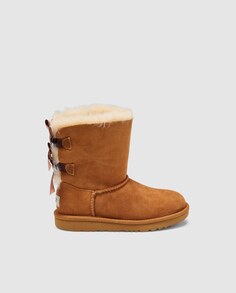 Коричневые угги для девочек с бантиком UGG