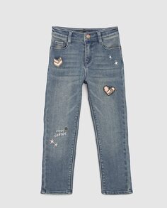Прямые джинсы для девочки с карманами IKKS, синий