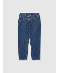 Джинсы для девочек с кокеткой спереди и контрастной строчкой Pepe Jeans, синий