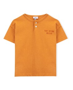 Оранжевая футболка для мальчика из органического хлопка с пуговицами KNOT, оранжевый