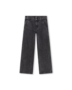 Широкие джинсы для девочек с эффектом потертости DKNY, черный