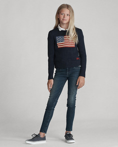 Узкие эластичные джинсы для девочек Polo Ralph Lauren, индиго
