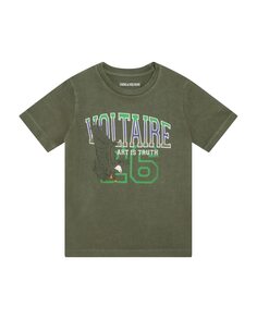 Зеленая хлопковая футболка для мальчика Zadig &amp; Voltaire