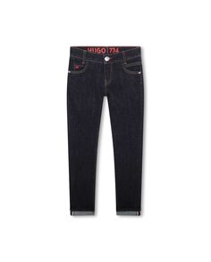 Пятикарманные джинсы для мальчика с манжетами по подолу Hugo, черный