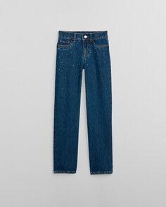 Прямые джинсы для девочки стираного синего цвета Gap, синий