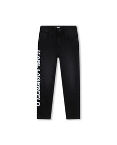 Узкие джинсы для мальчика с логотипом на штанине Karl Lagerfeld, черный