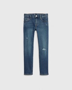 Узкие джинсы для мальчика с рваными краями Gap, синий