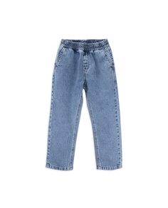 Хлопковые джинсы для мальчика с эластичной резинкой на талии KNOT, синий