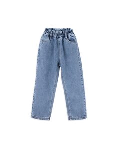 Хлопковые джинсы для девочки с эластичной резинкой на талии KNOT, синий