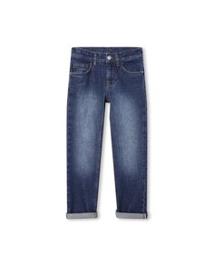 Пятикарманные джинсы для мальчика с манжетами по подолу BOSS Kidswear, синий
