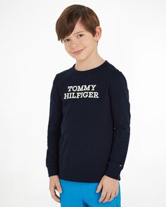 Футболка для мальчика с круглым вырезом и длинными рукавами Tommy Hilfiger, синий