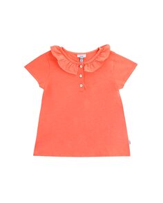 Футболка для девочки с короткими рукавами и воротником с рюшами KNOT, оранжевый