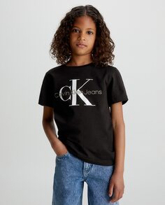Черная футболка для мальчика с короткими рукавами Calvin Klein, черный