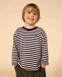 Футболка из трубчатой ​​ткани для мальчика с длинными рукавами Petit Bateau, синий