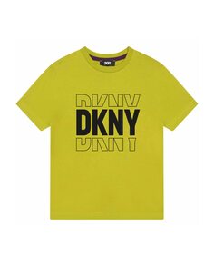 Футболка для мальчика с короткими рукавами и логотипом спереди DKNY, зеленый