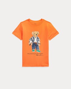 Оранжевая футболка для мальчика с мишкой-поло Polo Ralph Lauren, оранжевый
