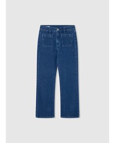 Джинсы-клеш для девочек с передними накладными карманами Pepe Jeans, синий