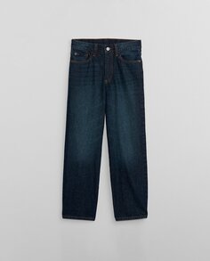 Свободные джинсы для мальчика стираного темно-синего цвета Gap, темно-синий