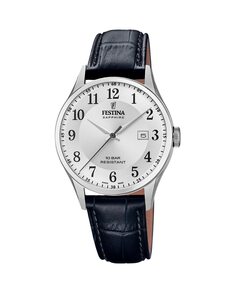 F20007/1 Черные кожаные мужские часы Swiss Made Festina, черный
