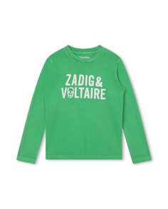 Зеленая хлопковая футболка для мальчика Zadig &amp; Voltaire, зеленый