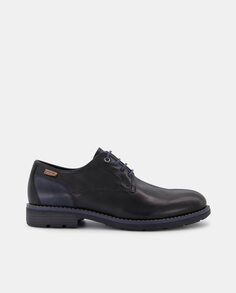 Мужские туфли из гладкой кожи черного цвета на шнуровке с круглым носком Pikolinos, черный