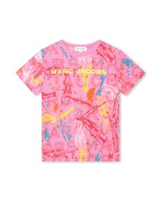 Хлопковая футболка с принтом для девочки Marc Jacobs, розовый