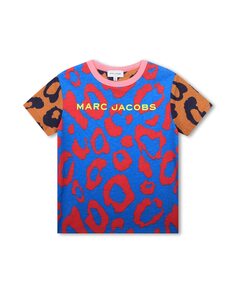 Хлопковая футболка для девочки с животным принтом Marc Jacobs, мультиколор