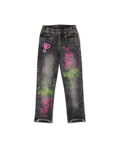 Серые джинсы для девочки с деталями из фтора Tuc tuc, серый