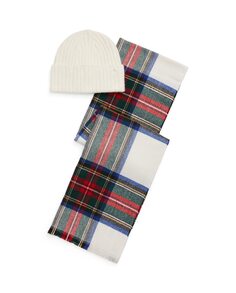 Женский комплект из шарфа и шапки с клетчатым принтом Polo Ralph Lauren