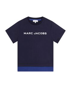 Синяя хлопковая футболка для мальчика Marc Jacobs, темно-синий